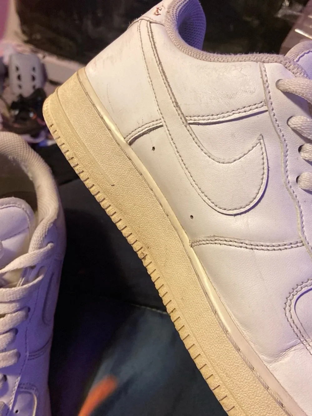 Nike White Low-Top Leather Sneakers with Cream Sole